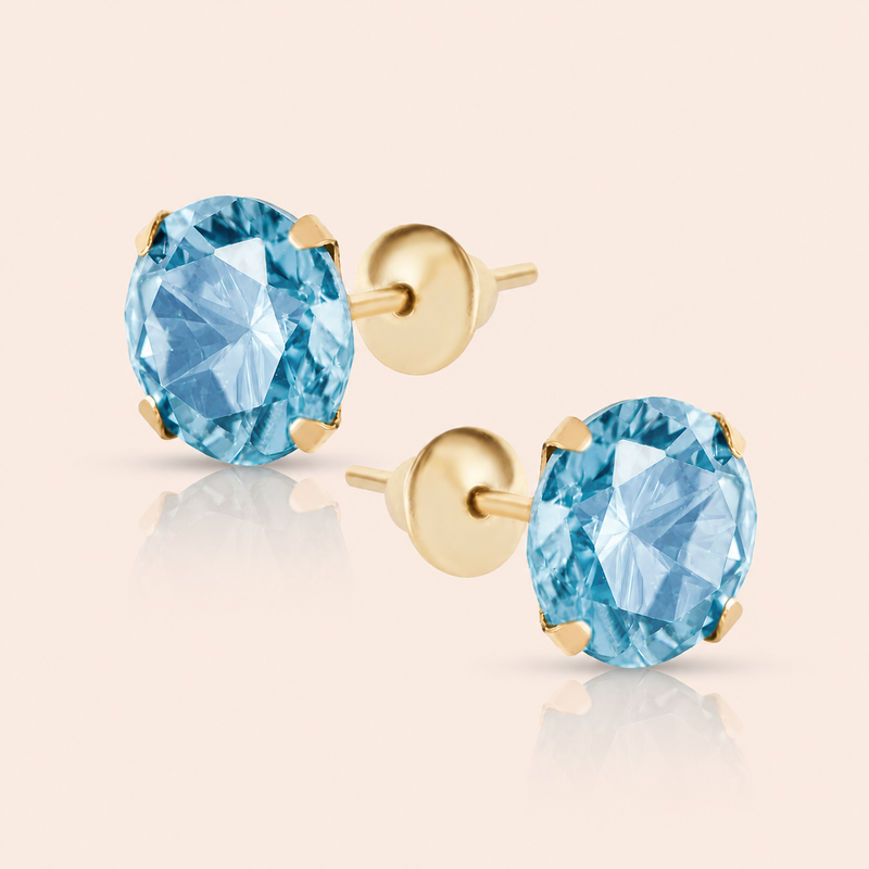 Brinco Ouro 18K Cálice Zircônia 6mm 104725