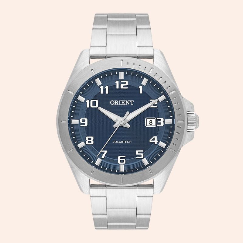Relógio Orient SolarTech Prata e Azul MBSS1507/D2SX