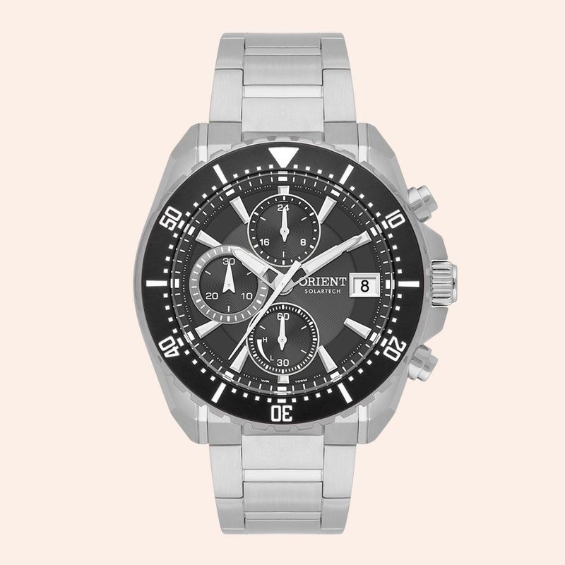 Relógio Orient SolarTec Prata e Preto MBSSC284/G1SX