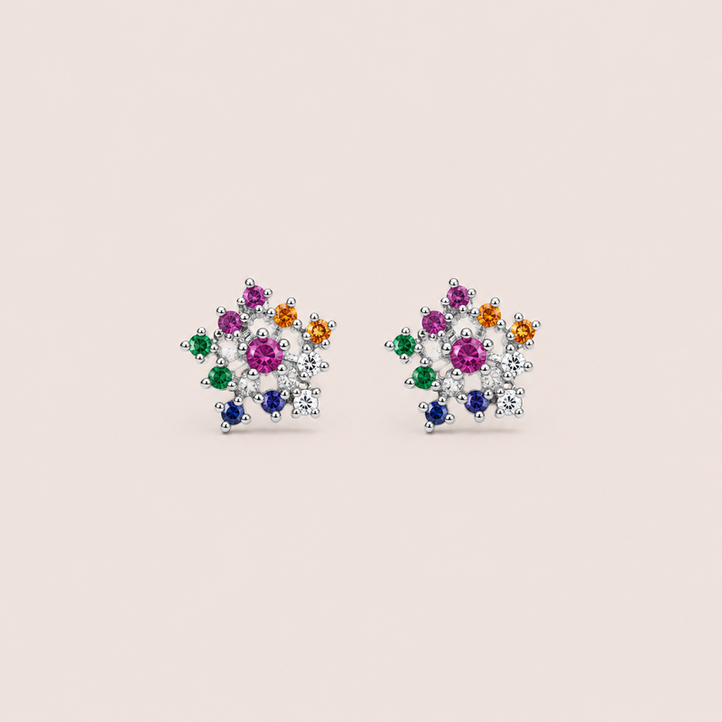 Brinco Prata Zircônia Colorida 117161