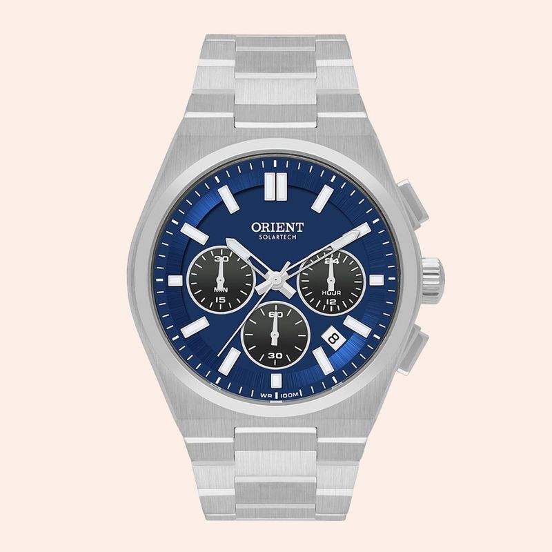Relógio Orient SolarTech Eternal Prata e Azul MBSSC274/D1SX