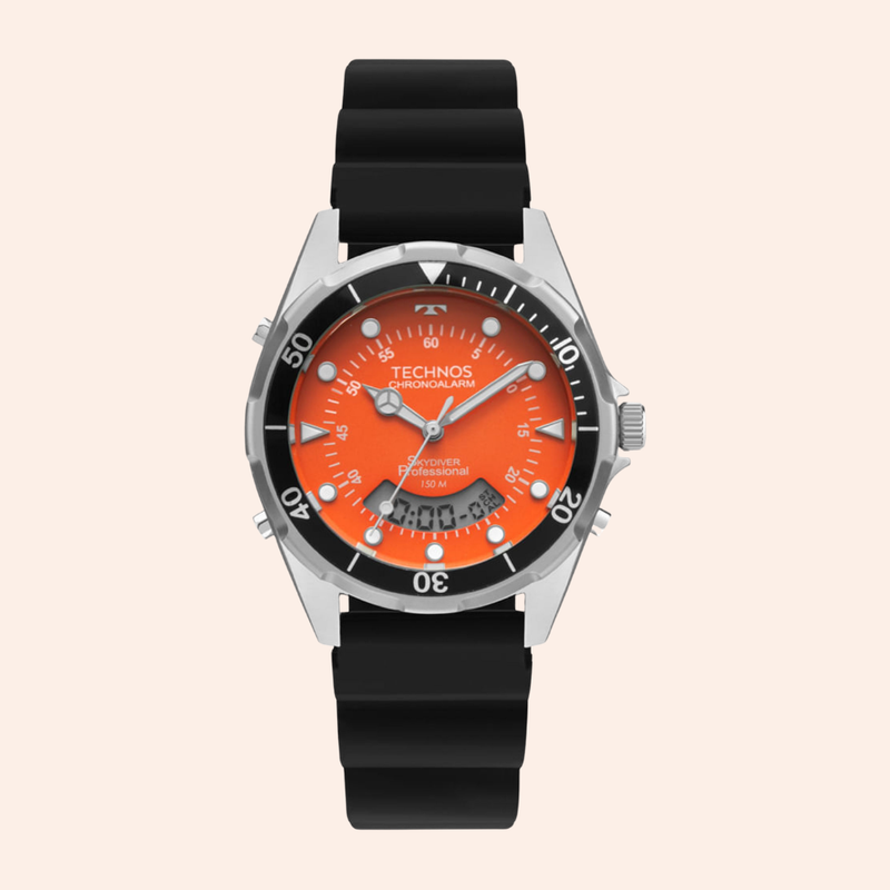 Relógio Technos Skydiver Preto e Laranja WT2060AE/2L