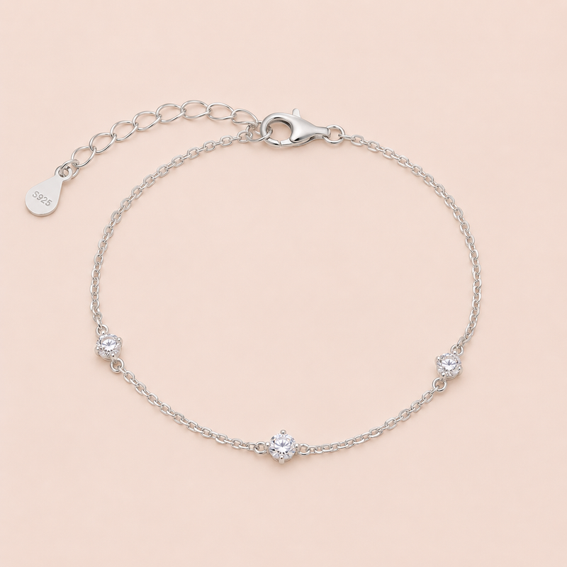 Pulseira Prata 925 Moissanite 30 Pontos Redondo 1804569