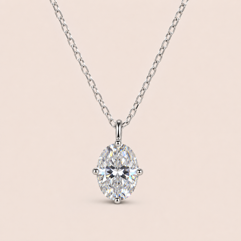 Gargantilha Prata 925 Moissanite Oval 150 Pontos 606042