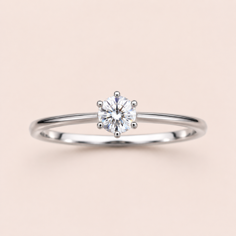Anel Prata 925 Solitário Moissanite 10 pontos 314048