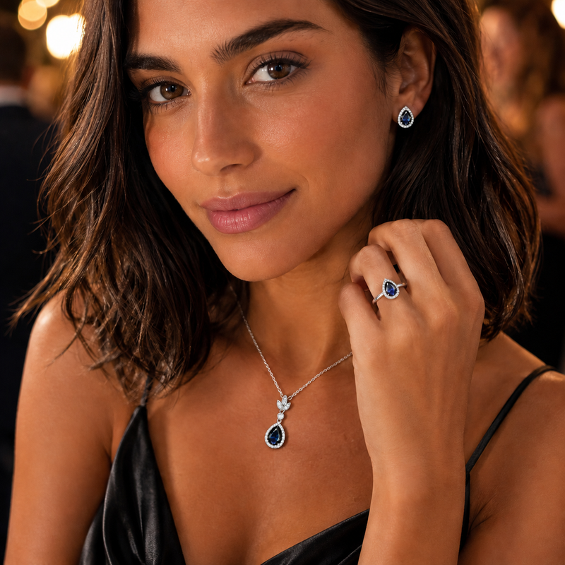 Gargantilha Prata 925 Moissanite Furta-cor 180 pontos Gota 606100