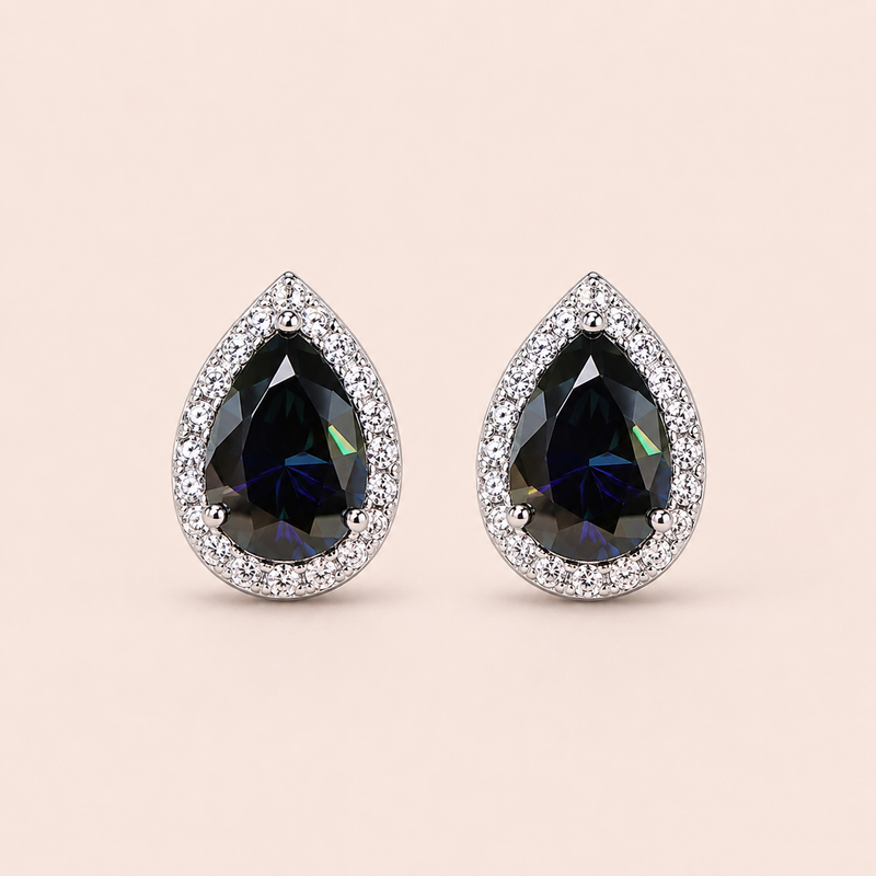 Brinco Prata 925 Moissanite Furta-cor 360 pontos Gota 117309