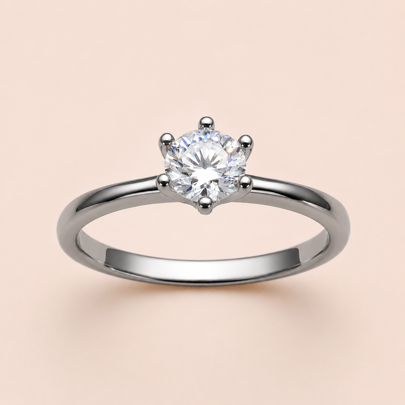 Anel Solitário Folheado a Ródio Moissanite 50 Pontos 314061