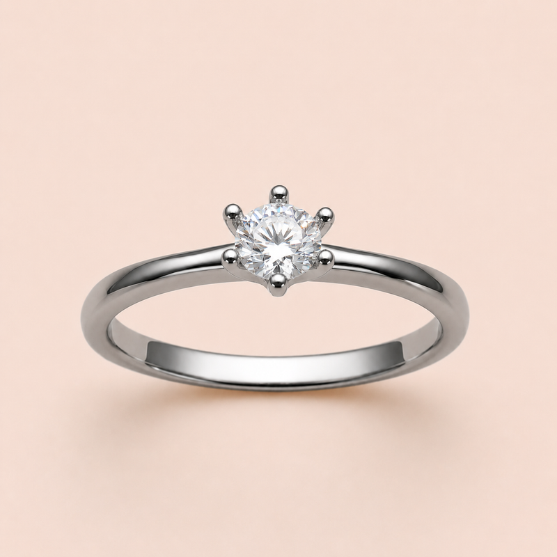Anel Solitário Folheado a Ródio Moissanite 30 Pontos 314064