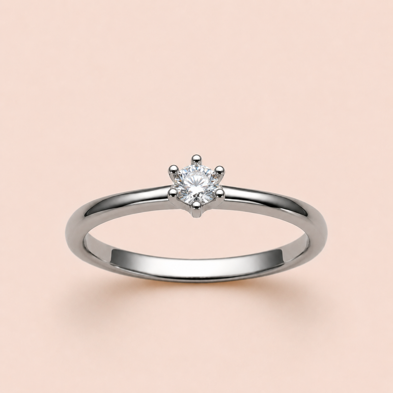 Anel Solitário Folheado a Ródio Moissanite 10 Pontos 314066