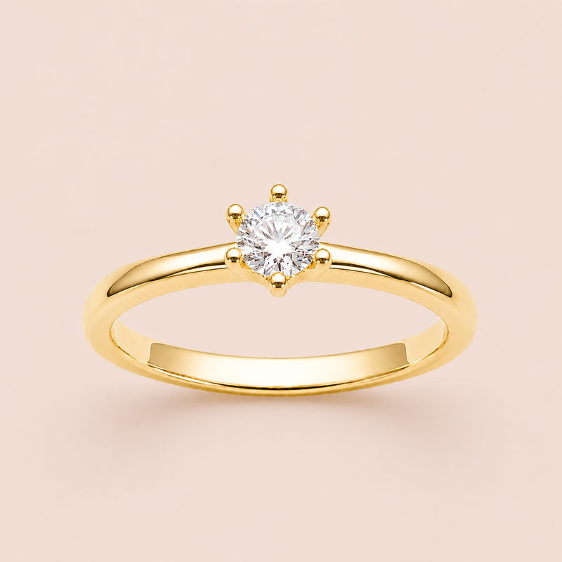 Anel Solitário Folheado Ouro Moissanite 30 Pontos 314065