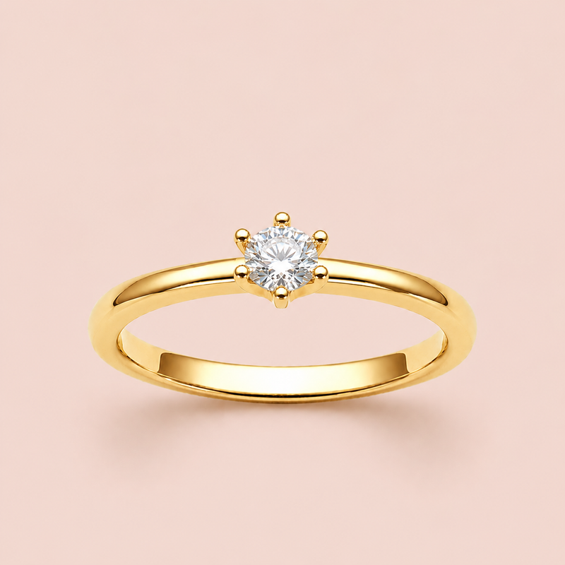 Anel Solitário Folheado Ouro Moissanite 10 Pontos 314067