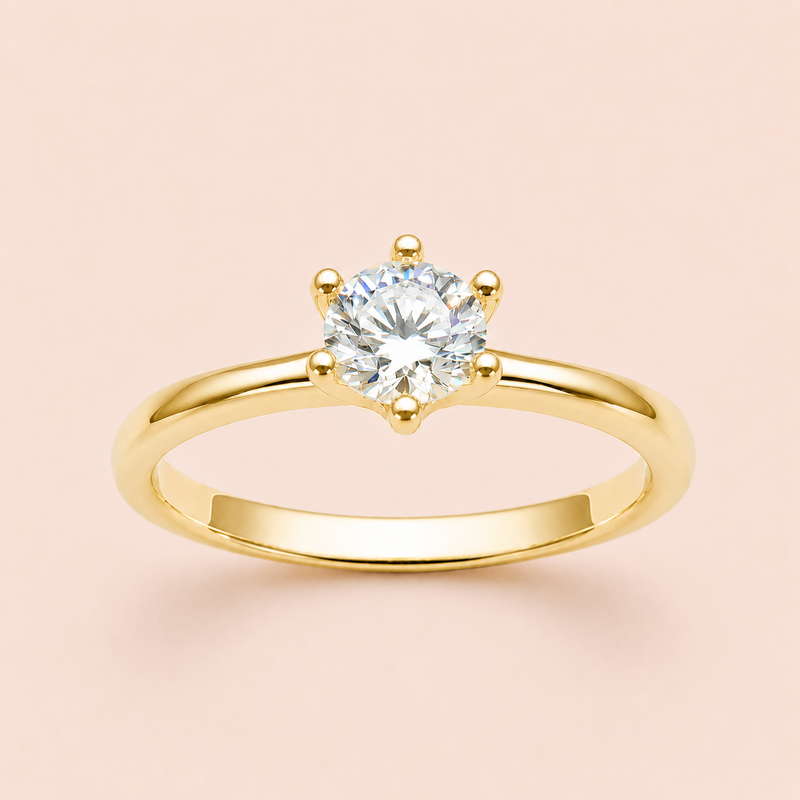 Anel Solitário Folheado Ouro Moissanite 50 Pontos 314063