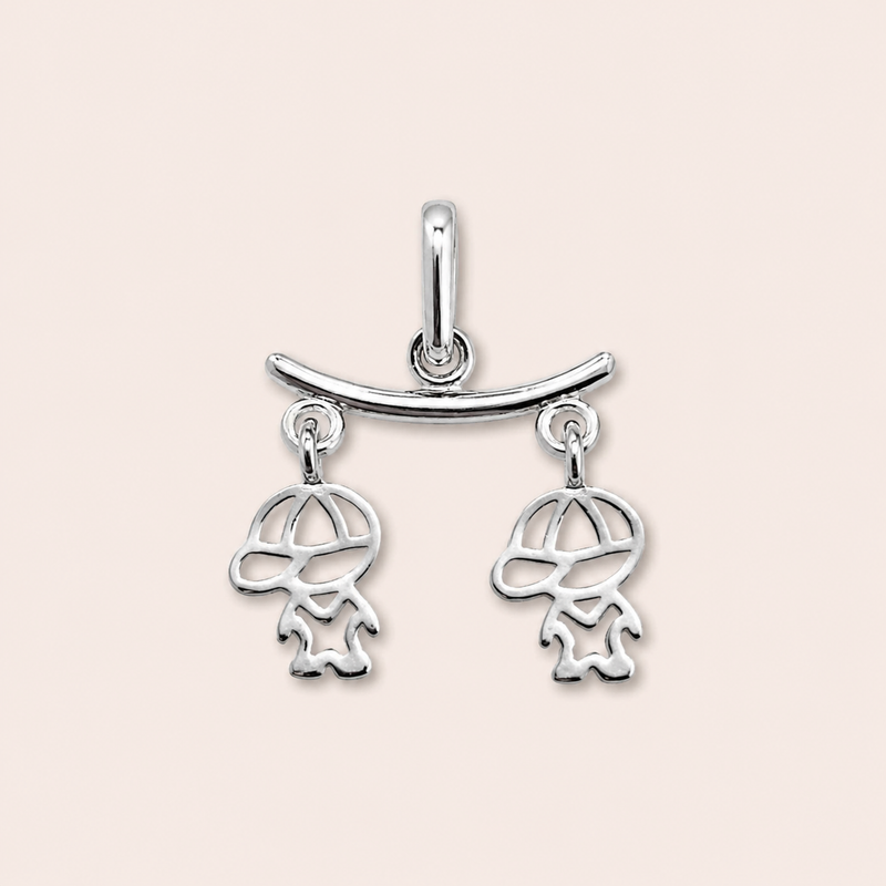 Pingente Prata 925 Dois Meninos 518029