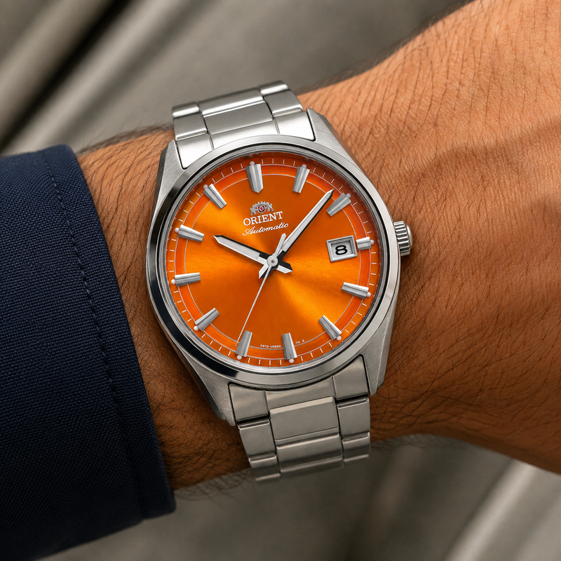 Relógio Orient Stretto Contemporary Automático Laranja RA-AC0R08Y30B