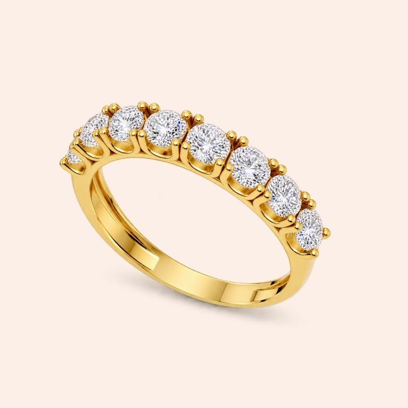 Meia Aliança Ouro 10k Diamante de Laboratório 80 pontos