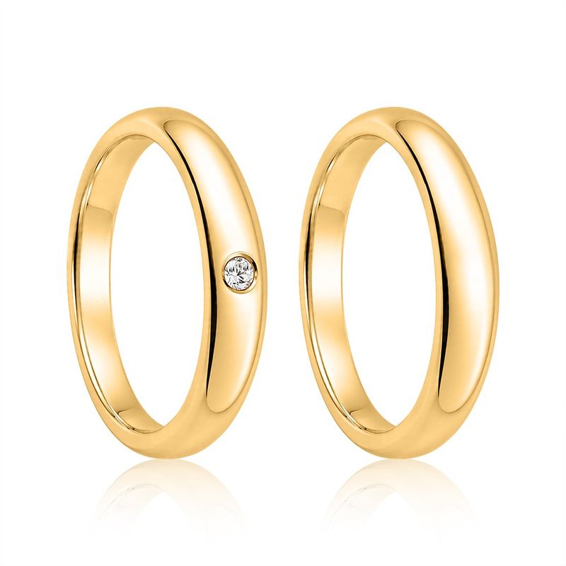 Par Aliança Ouro 18k Love Air Abaulada Anatômica 4mm Diamante 2Pts (800786/826)