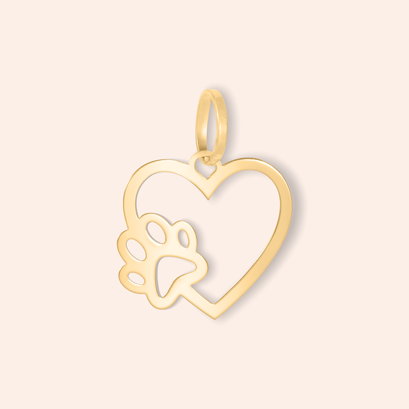 Pingente Ouro 18K Pata Coração Vazado Pet 515221
