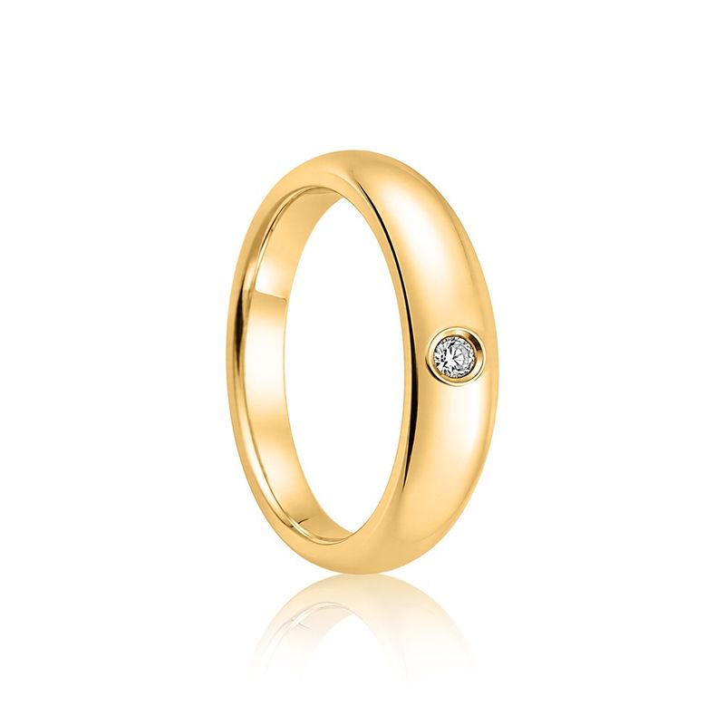 Par Aliança Ouro 18k Love Air Abaulada Anatômica 5mm Diamante 3 Pts (800787/827)