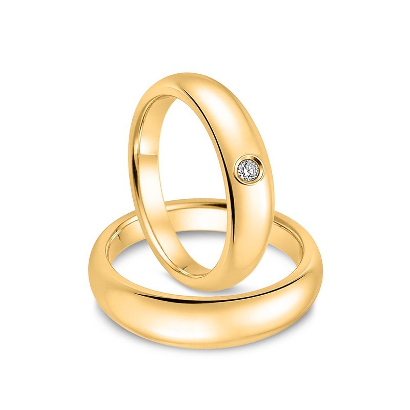 Par Aliança Ouro 18k Love Air Abaulada Anatômica 5mm Diamante 3 Pts (800787/827)