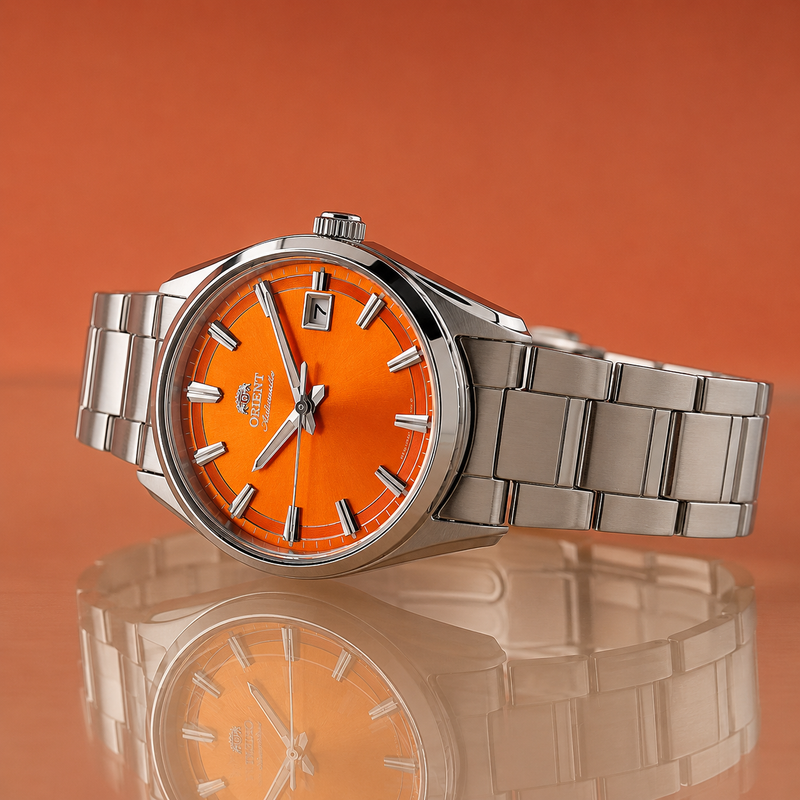 Relógio Orient Stretto Contemporary Automático Laranja RA-AC0R08Y30B