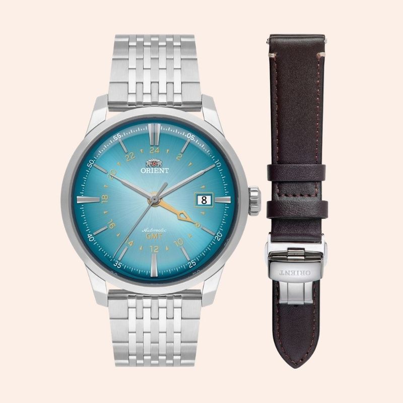 Relógio Orient Special Calibers GMT Automático Azul NH3SS019 E1SX 