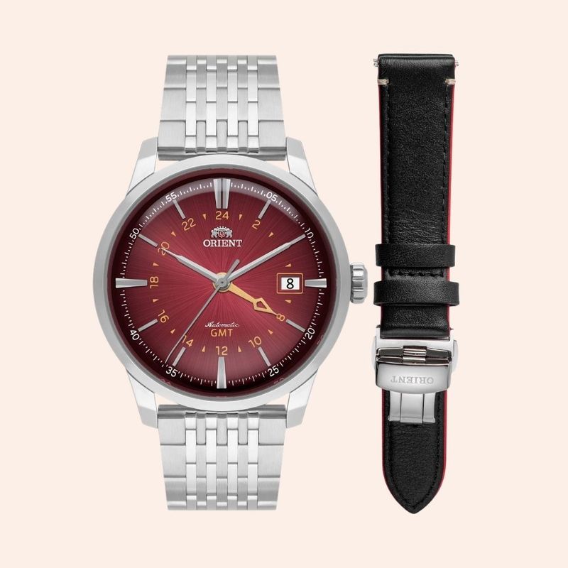 Relógio Orient Special Calibers GMT Automático Vermelho NH3SS019 W1SX 