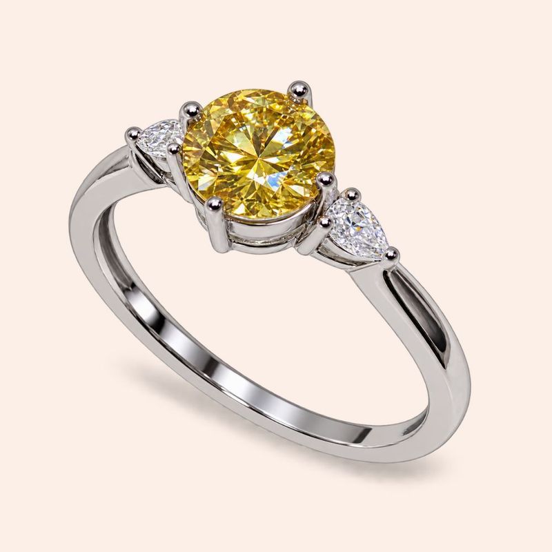 Anel Prata 925 com Moissanite Amarela 1,10 ct 314122