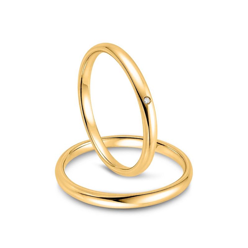 Par Aliança Ouro 18k Love Air Abaulada Anatômica 2mm Diamante 0,5 Pt (802823/802827)