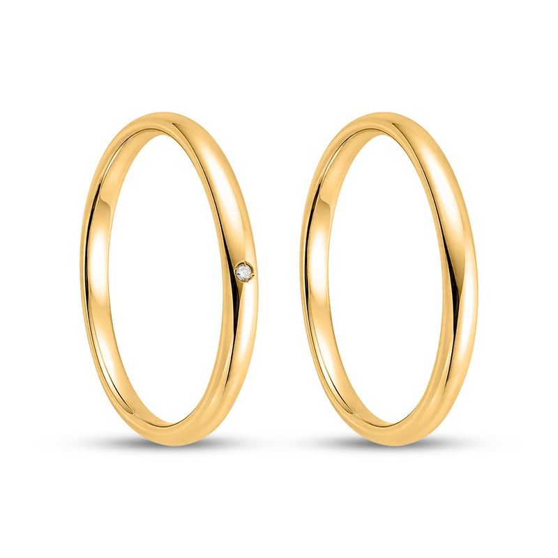 Par Aliança Ouro 18k Love Air Abaulada Anatômica 2mm Diamante 0,5 Pt (802823/802827)