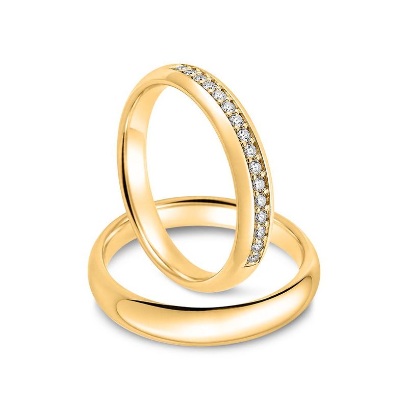 Par Aliança Ouro 18k Love Air Abaulada Anatômica 4mm Diamante 22,5 Pts (800786/802826)