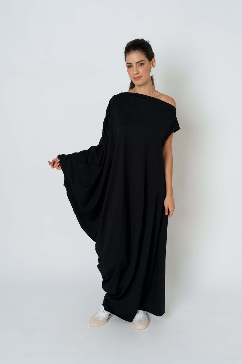 VESTIDO MAXI FRANZIDO - PRETO