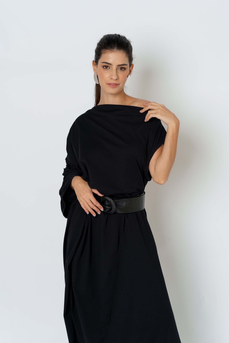 VESTIDO MAXI FRANZIDO - PRETO