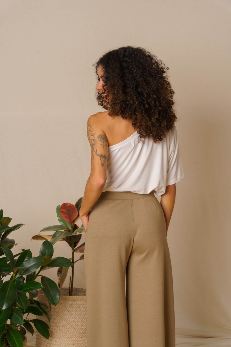 CALÇA RETA NERVURA VISCOSE ELASTANO - OLIVA