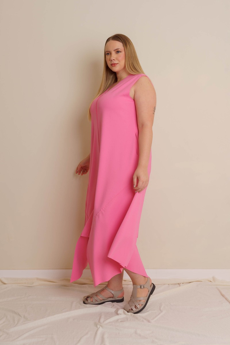 VESTIDO DOBRADURA NEOPRENE - ROSA