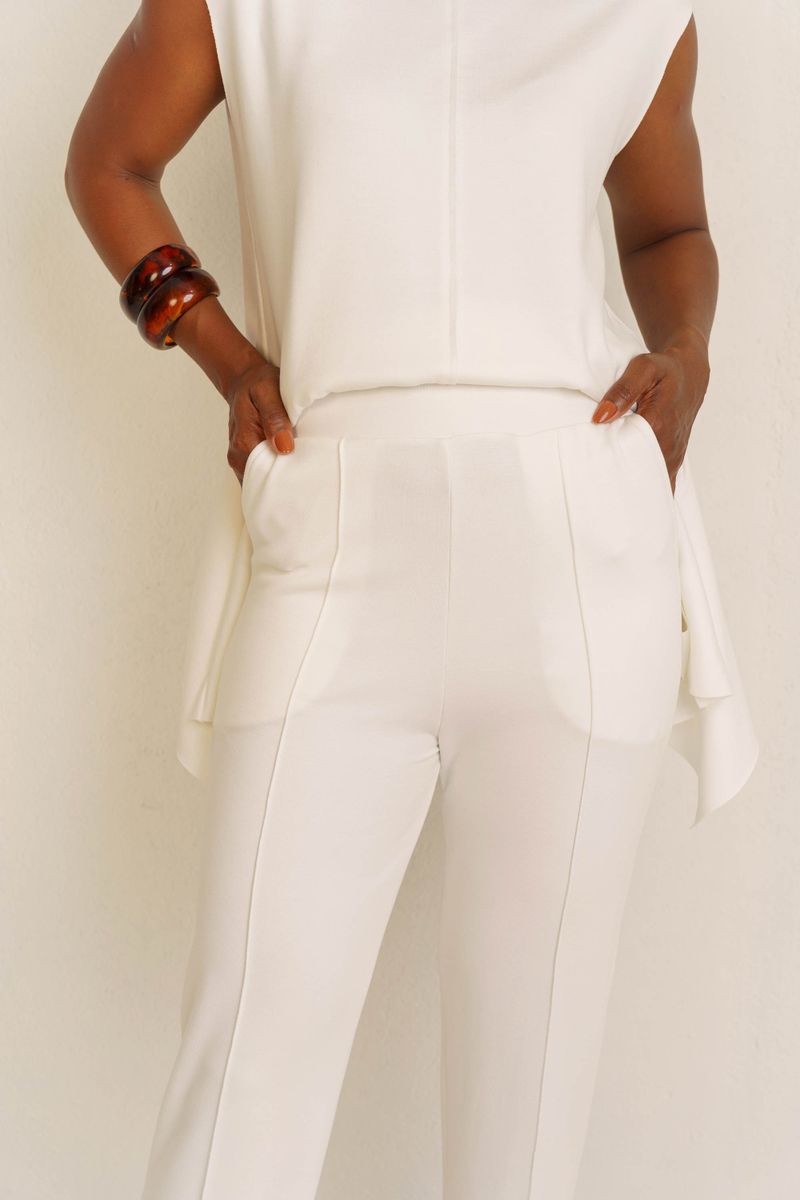 CALÇA CIGARRETE NERVURA - OFF WHITE
