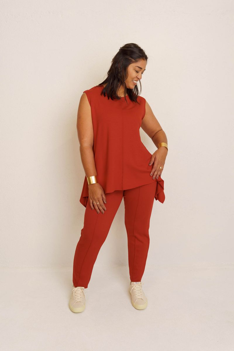 BLUSA DOBRADURA OMBRO LARGO - VERMELHO QUEIMADO