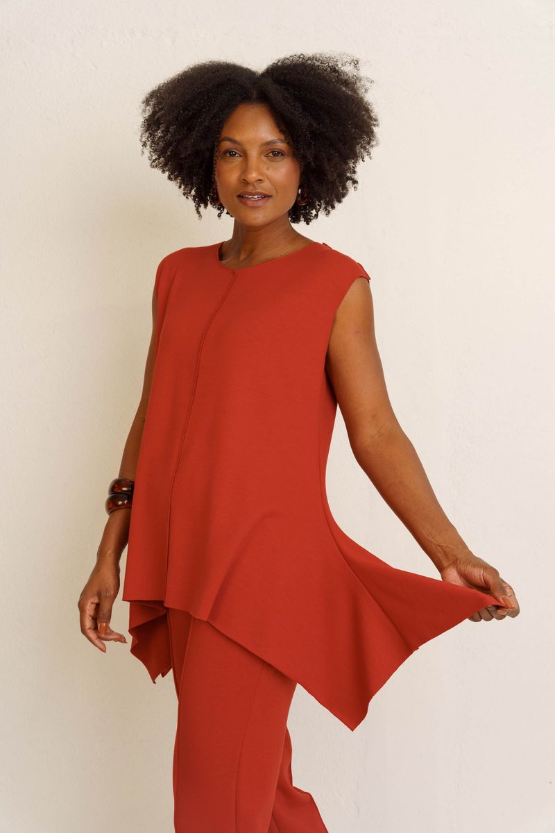 BLUSA DOBRADURA OMBRO LARGO - VERMELHO QUEIMADO