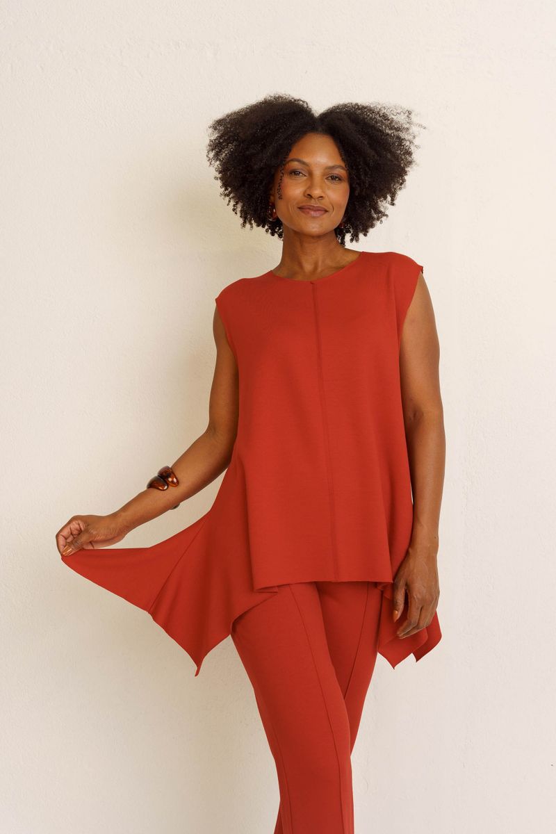 BLUSA DOBRADURA OMBRO LARGO - VERMELHO QUEIMADO