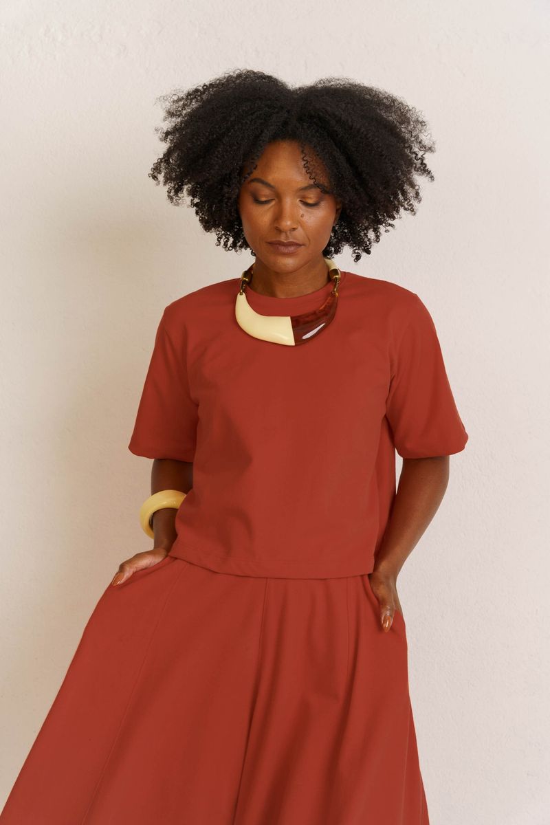 TSHIRT CROPPED ESSENCIAL - CORAL