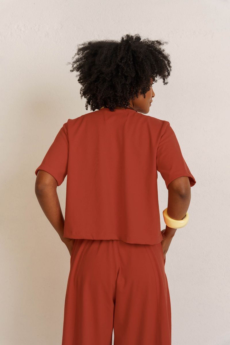 TSHIRT CROPPED ESSENCIAL - CORAL