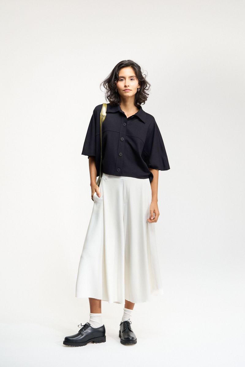 BERMUDA LONGA PREGAS - OFF WHITE