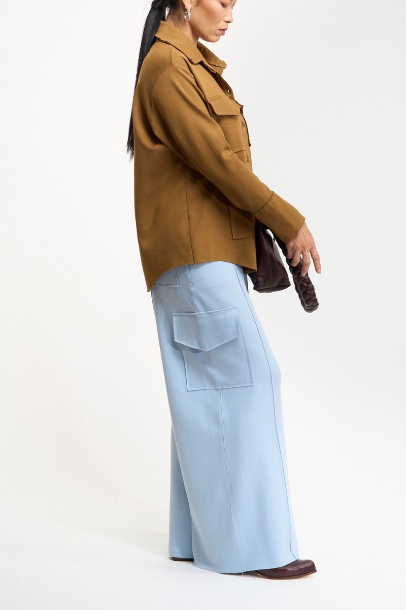 CALÇA WIDE LEG MILITAR - AZUL CLARO