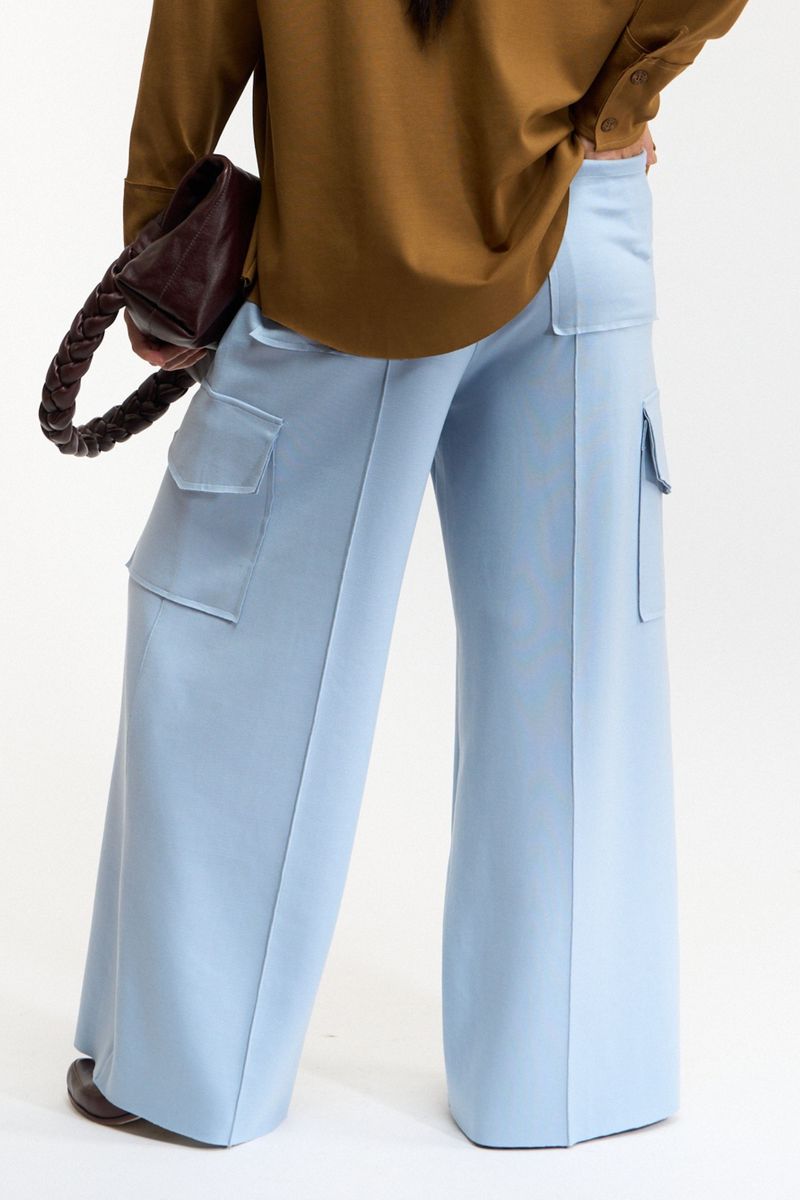 CALÇA WIDE LEG MILITAR - AZUL CLARO
