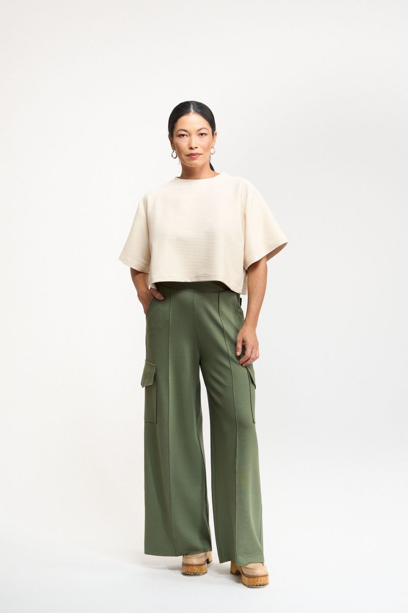 CALÇA WIDE LEG MILITAR - VERDE MUSGO