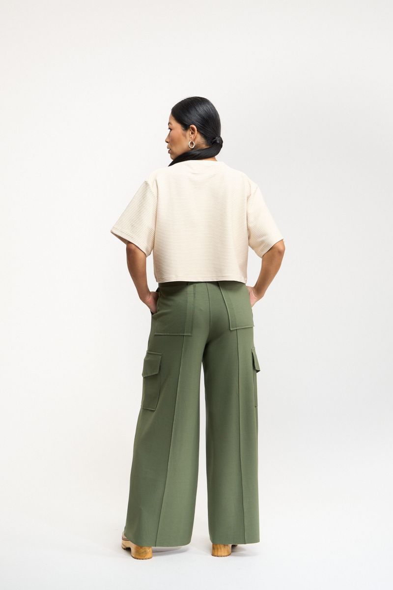 CALÇA WIDE LEG MILITAR - VERDE MUSGO