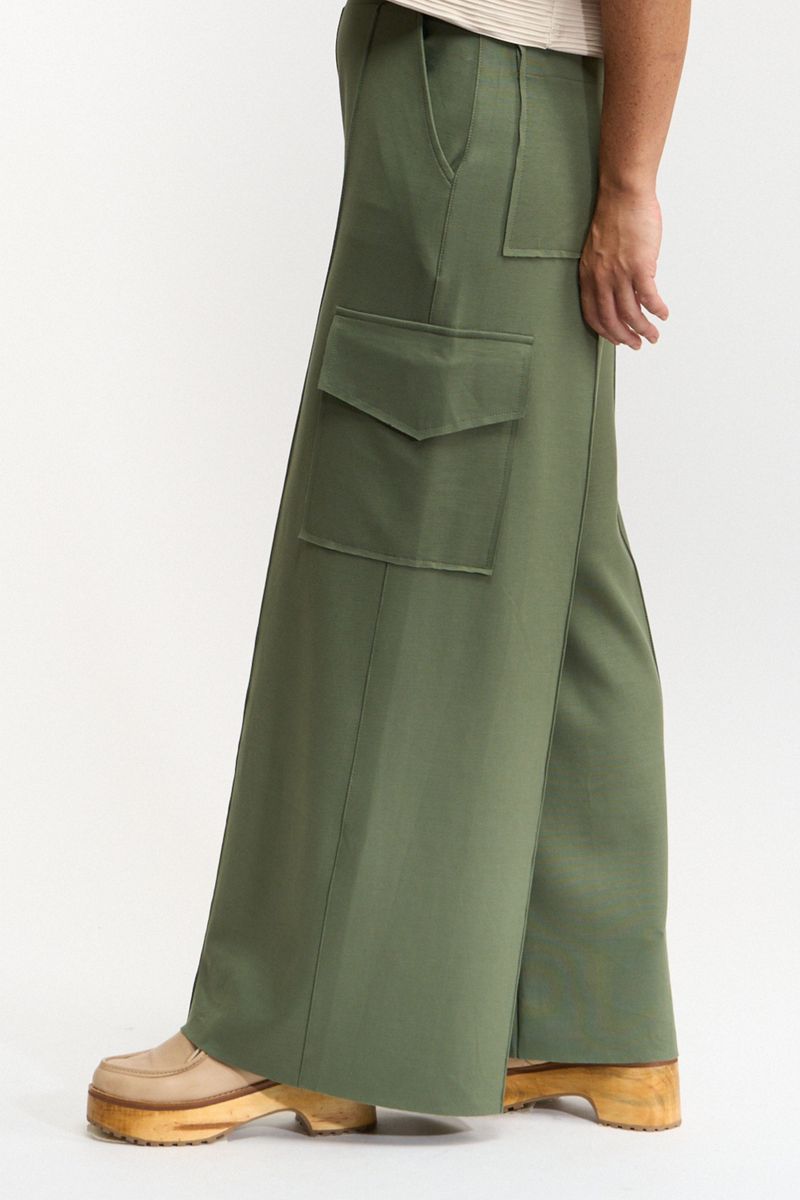CALÇA WIDE LEG MILITAR - VERDE MUSGO