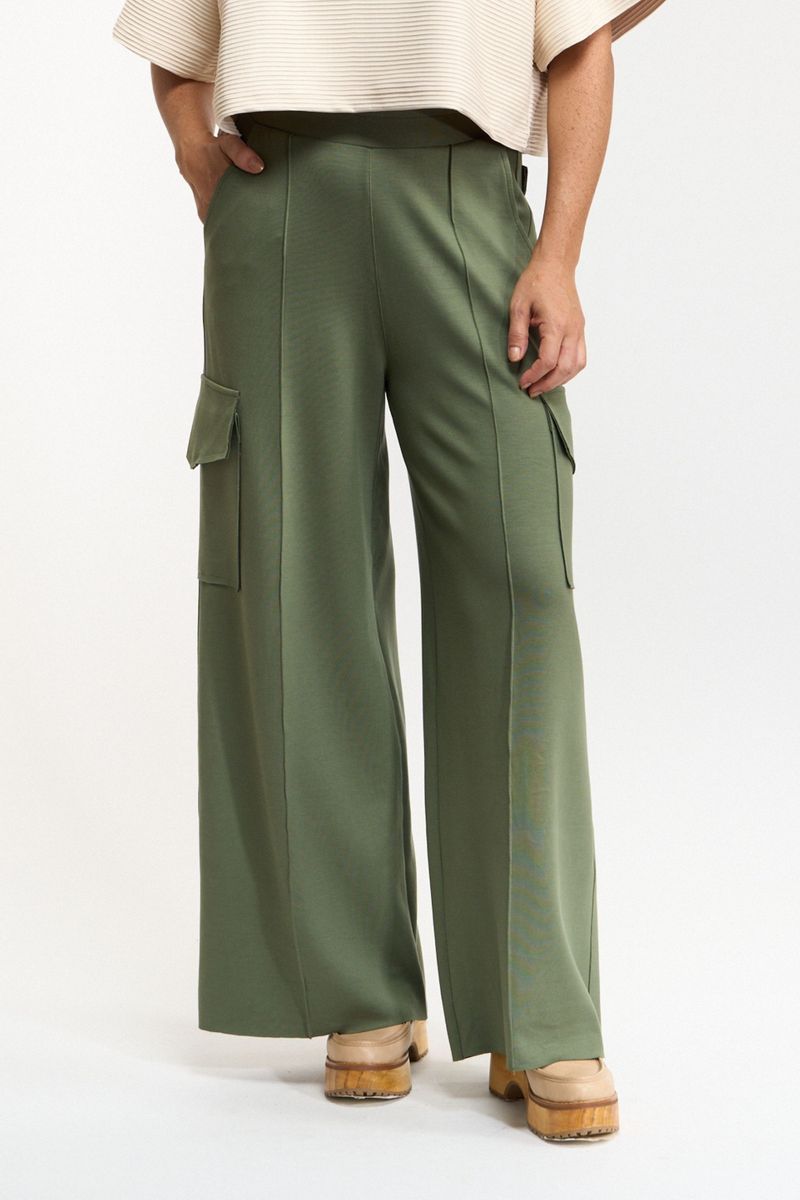CALÇA WIDE LEG MILITAR - VERDE MUSGO