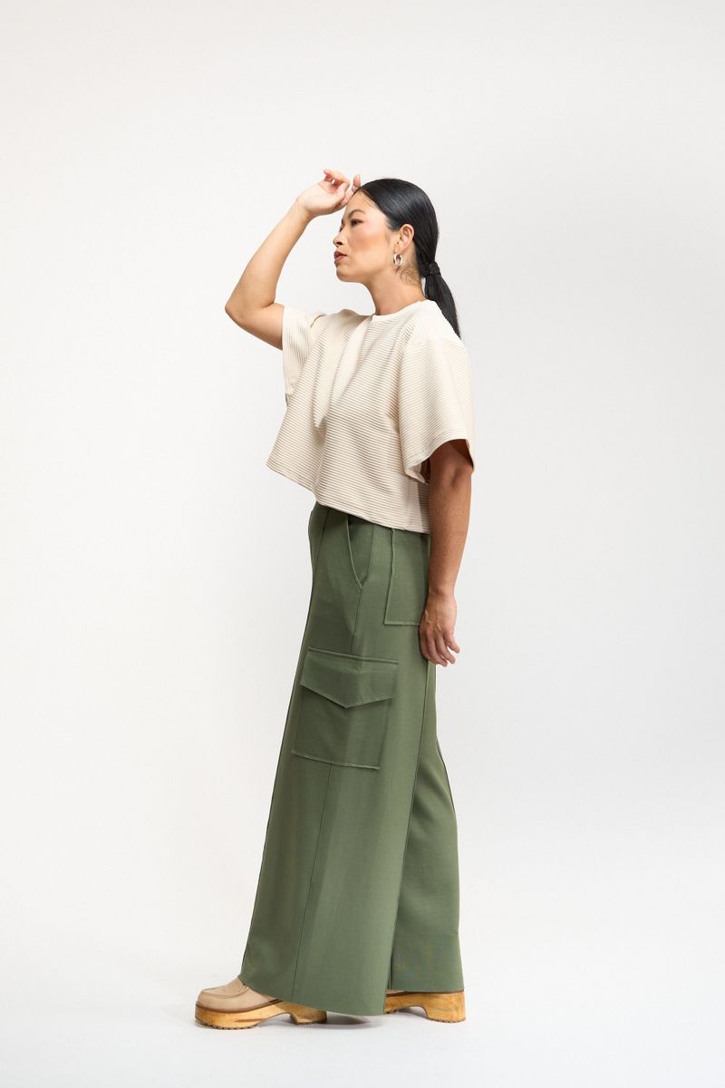 CALÇA WIDE LEG MILITAR - VERDE MUSGO