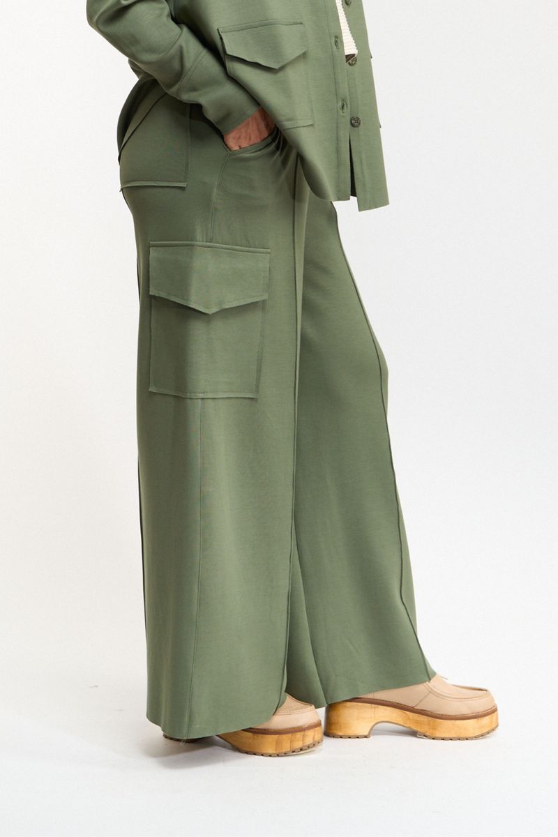 CALÇA WIDE LEG MILITAR - VERDE MUSGO